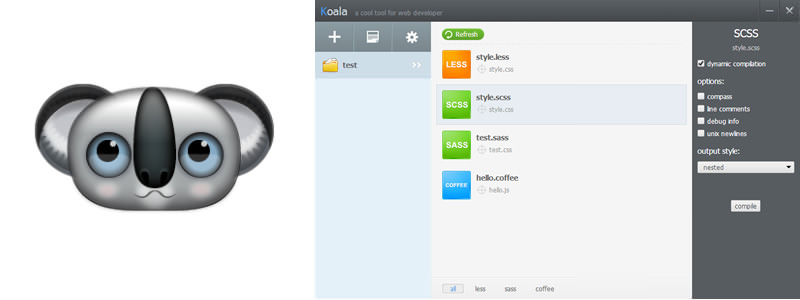 フリーのSass,LessコンパイラKoala【Win,Mac】